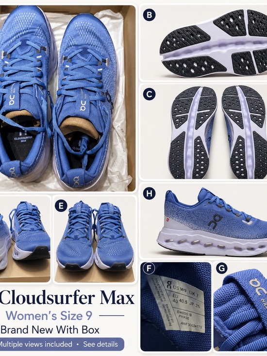 On Clouds Shoes - On Cloudsurfer Max Women's Athletic Shoes — Blue